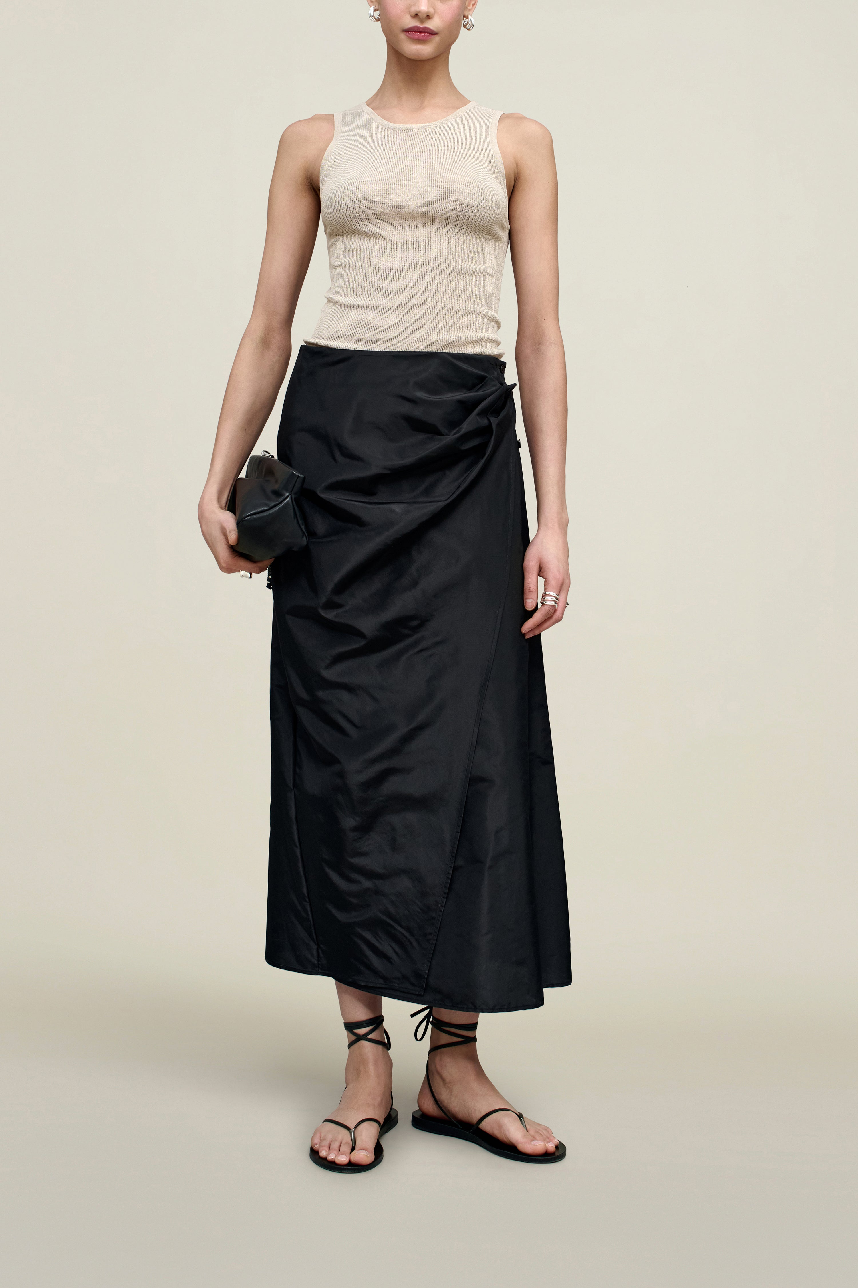 Cecile Wrap Skirt in Silk Taffeta