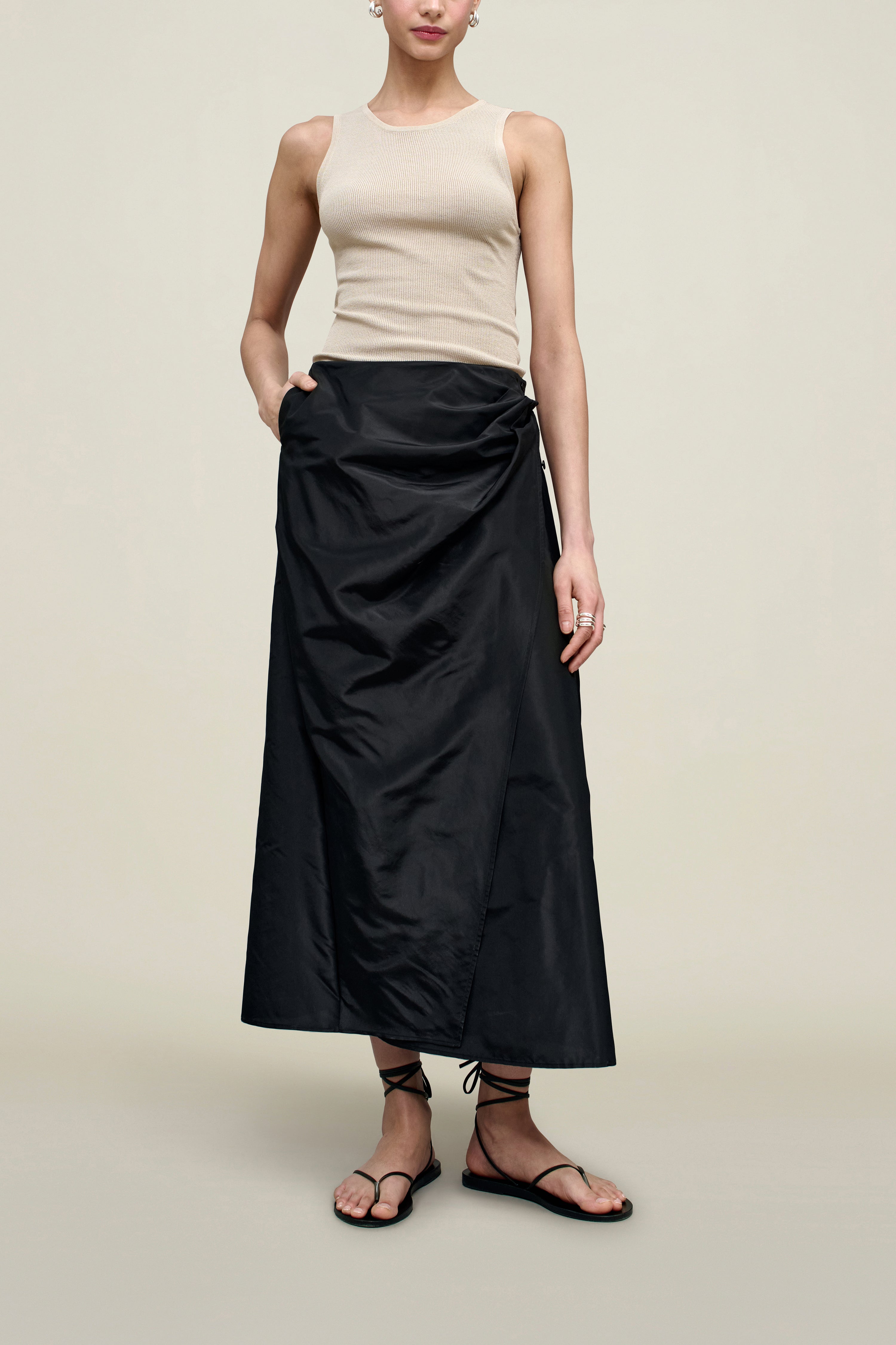Cecile Wrap Skirt in Silk Taffeta