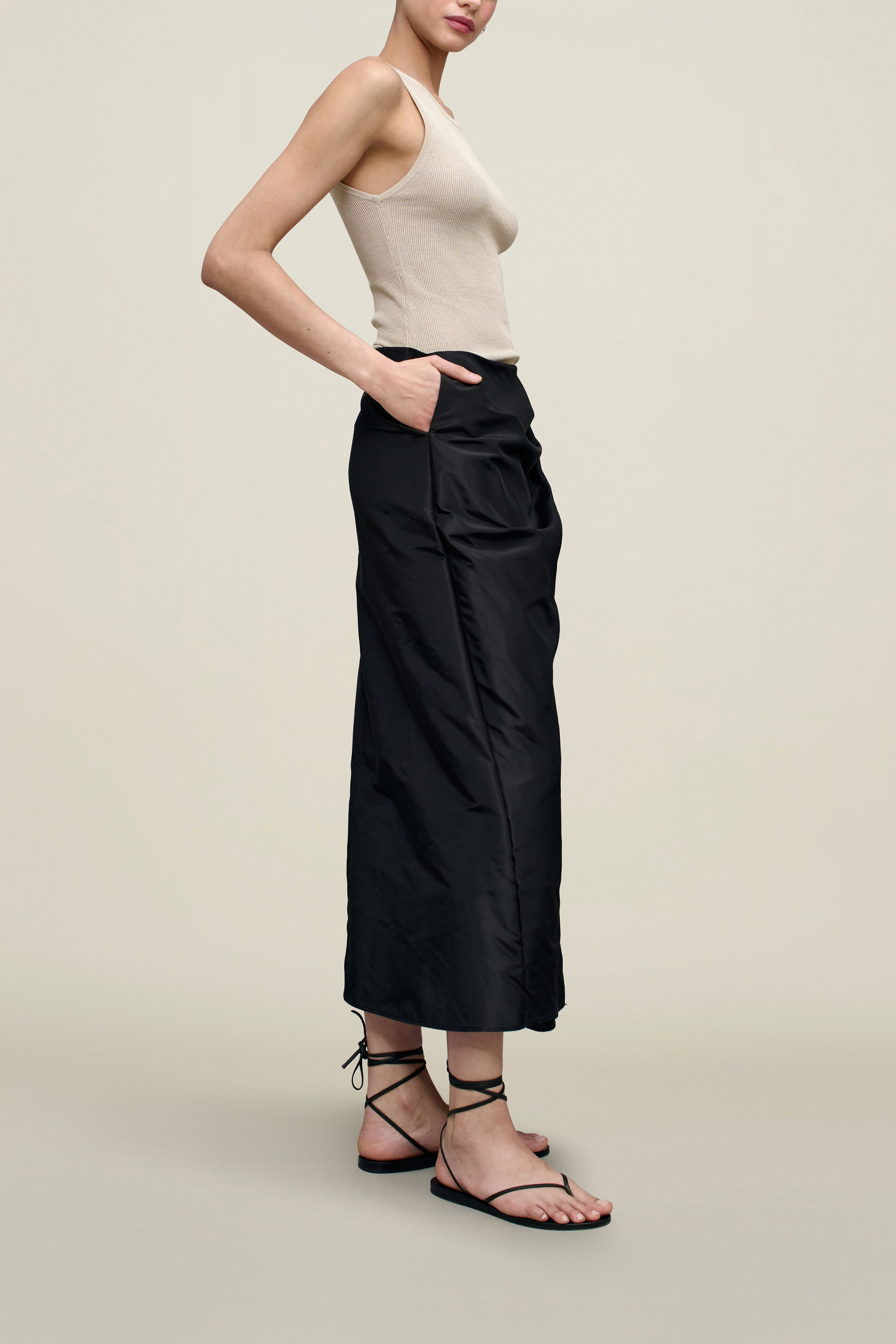 Cecile Wrap Skirt in Silk Taffeta