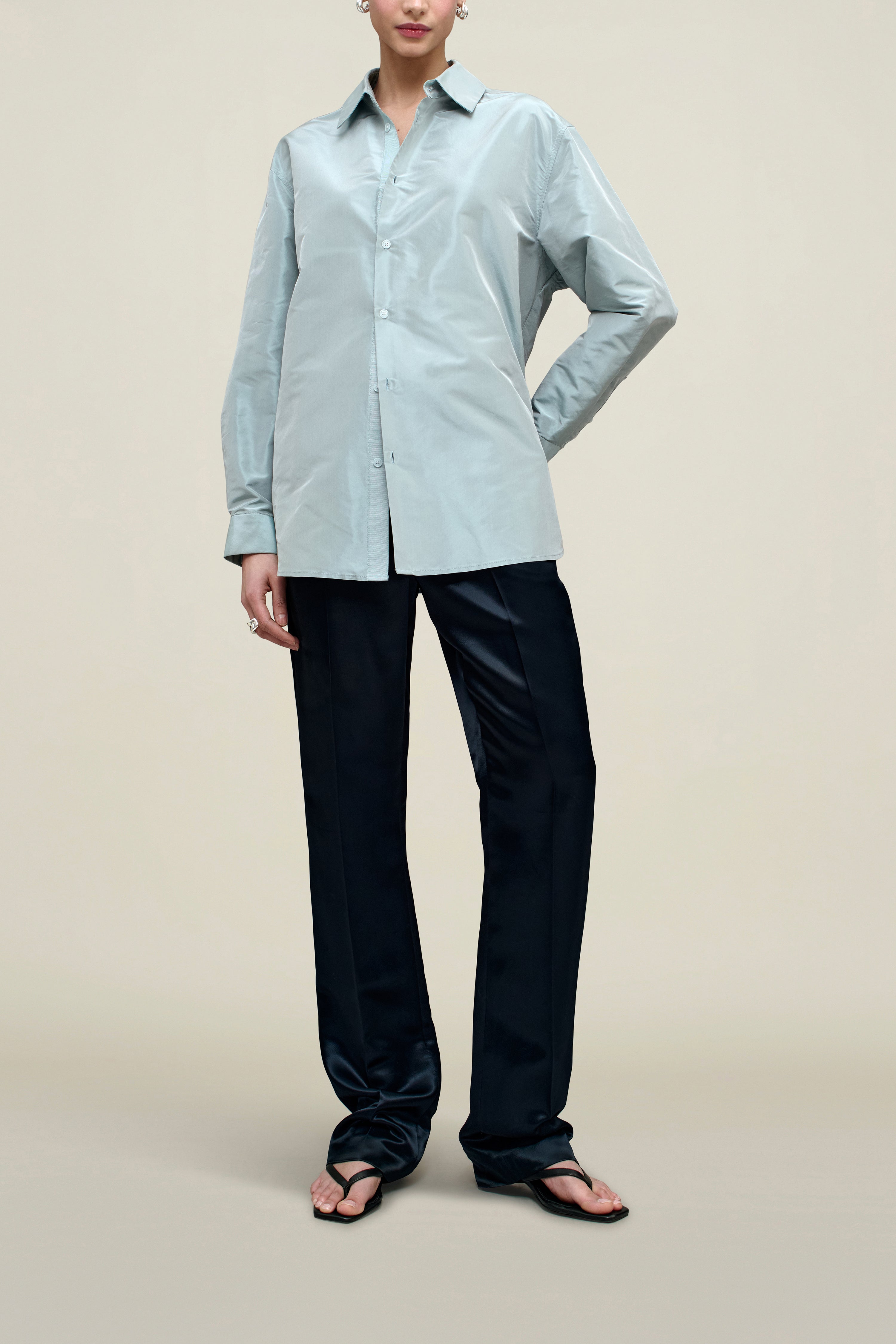 Signature Button Down in Silk Taffeta