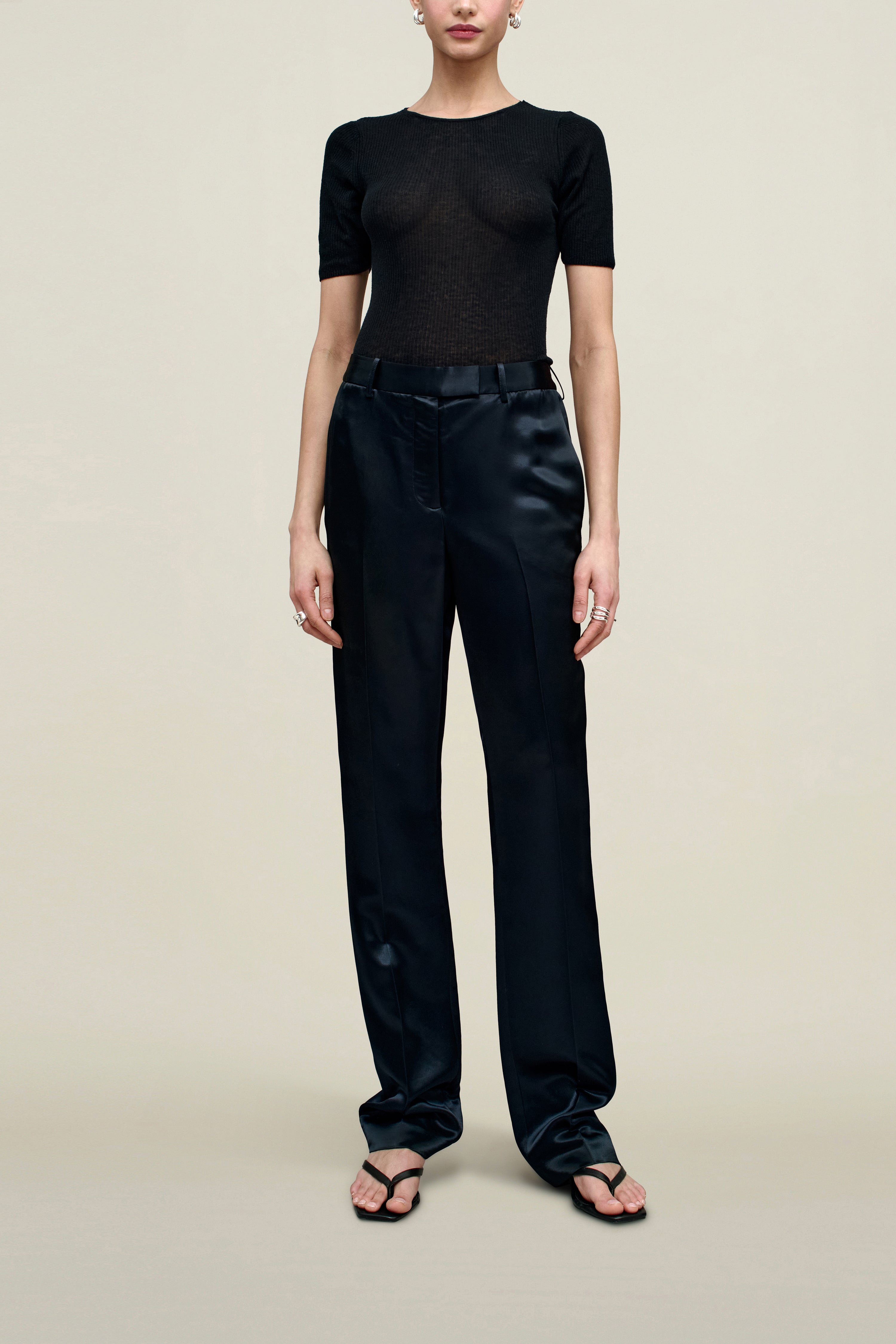 Charlie Long Trouser in Liquid Twill