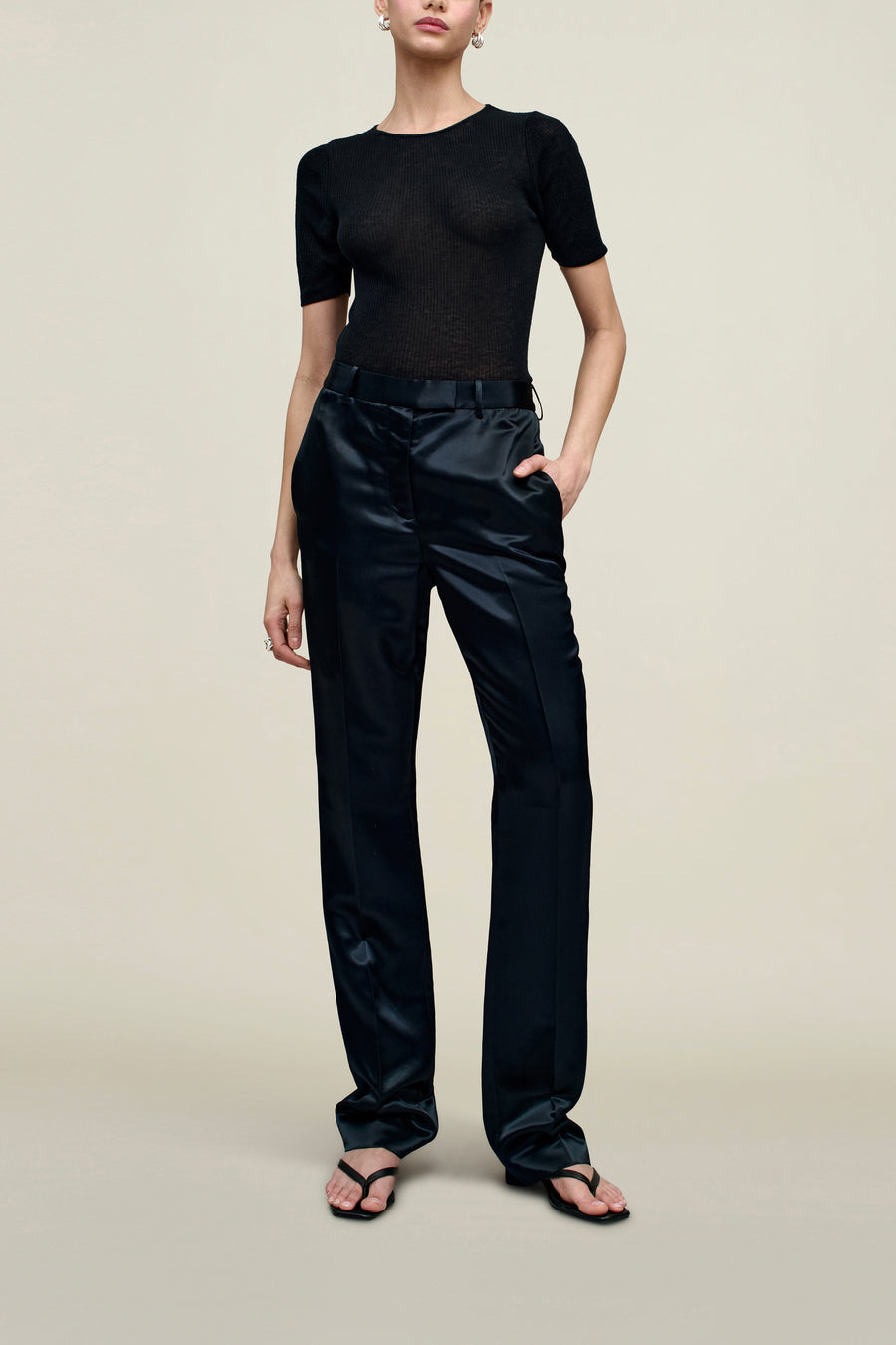 Charlie Long Trouser in Liquid Twill