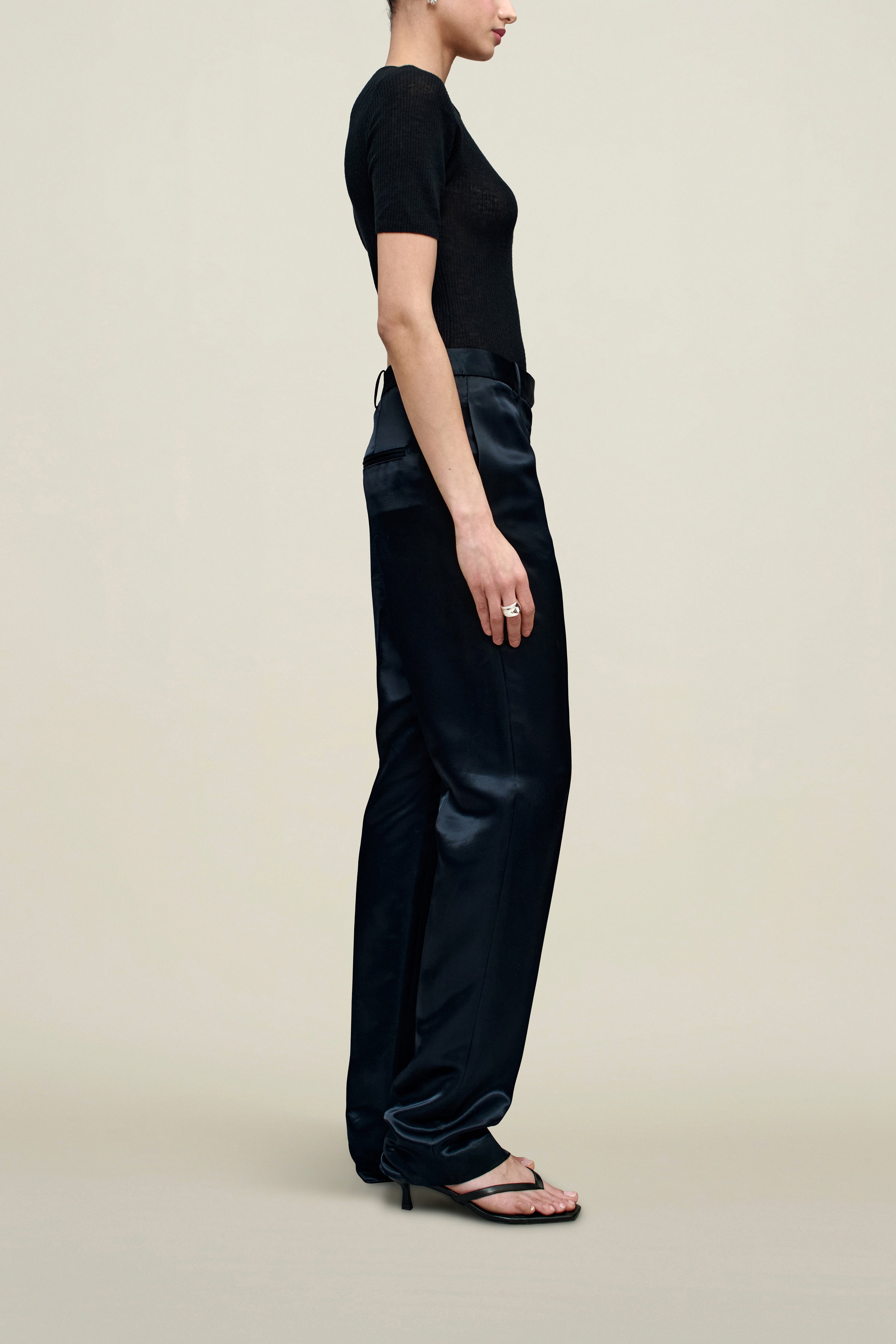 Charlie Long Trouser in Liquid Twill