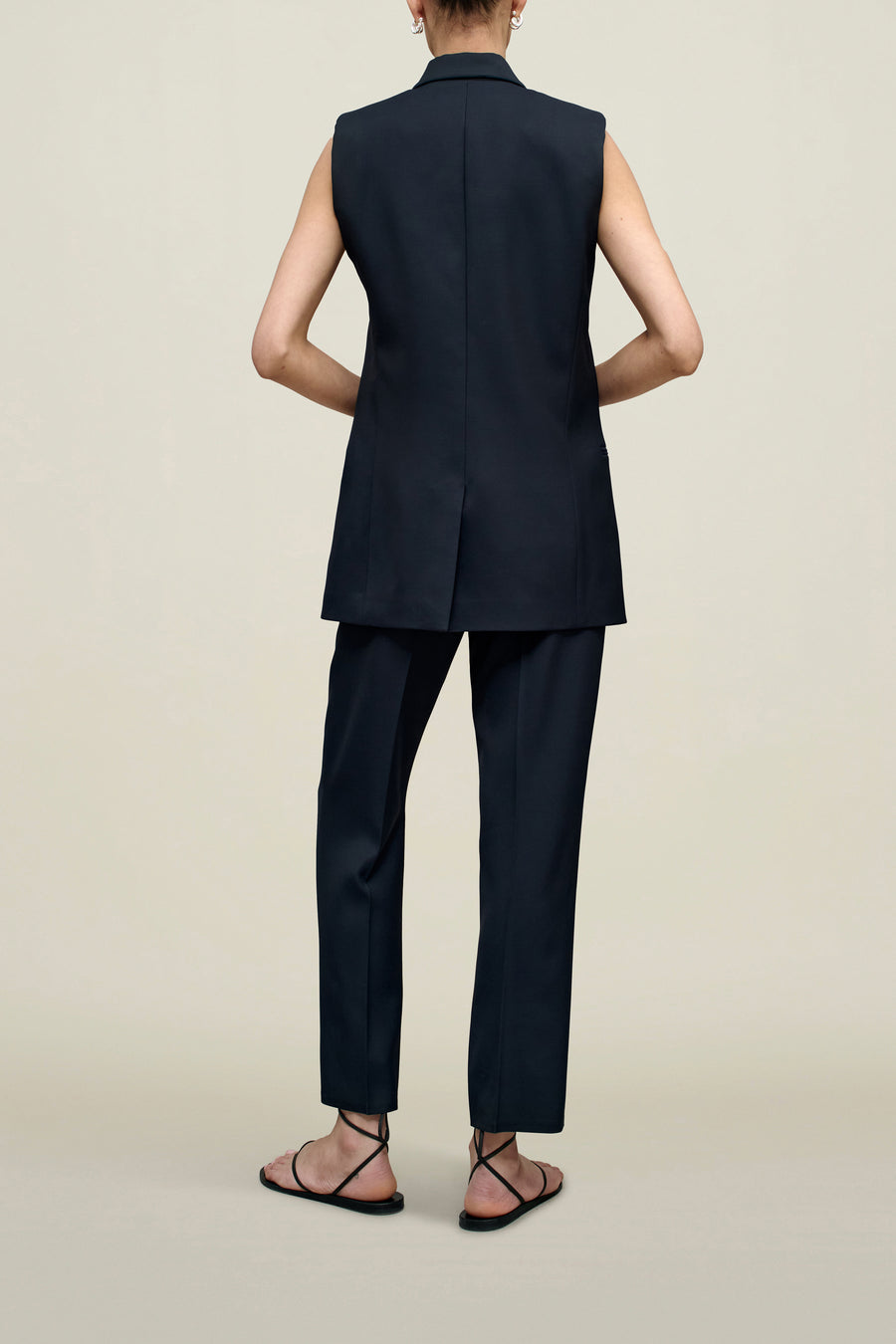 Deon Sleeveless Blazer in Grampian Twill
