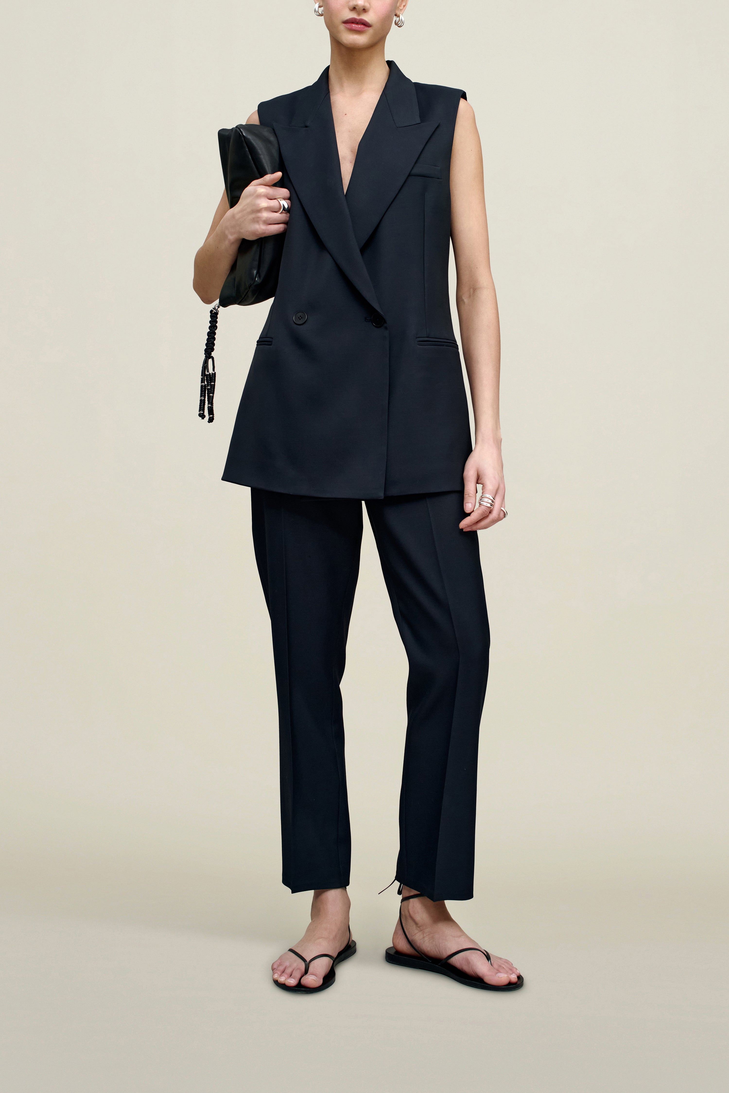 Deon Sleeveless Blazer in Grampian Twill