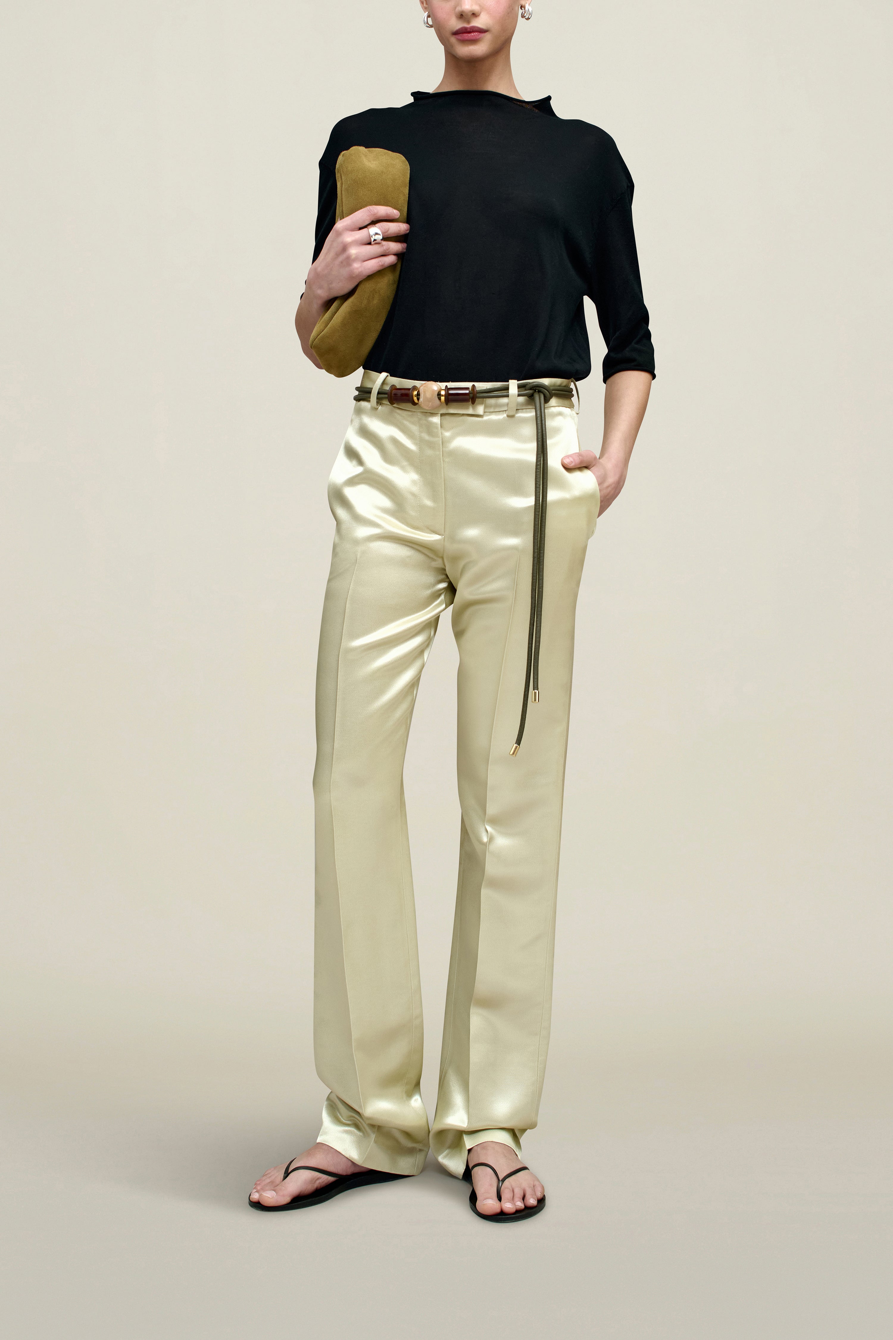 Charlie Long Trouser in Liquid Twill