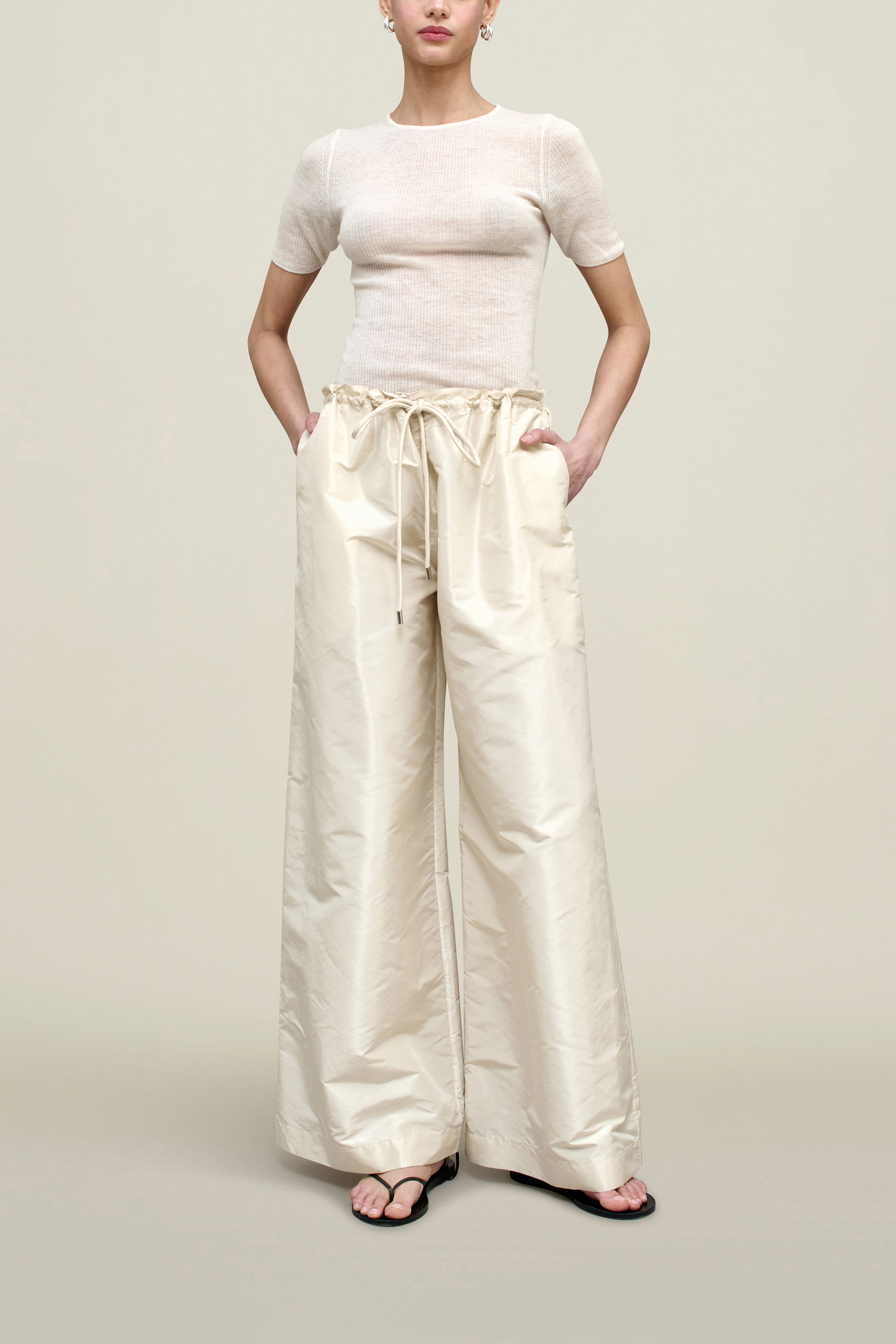 Wesley Drawstring Pant in Silk Taffeta