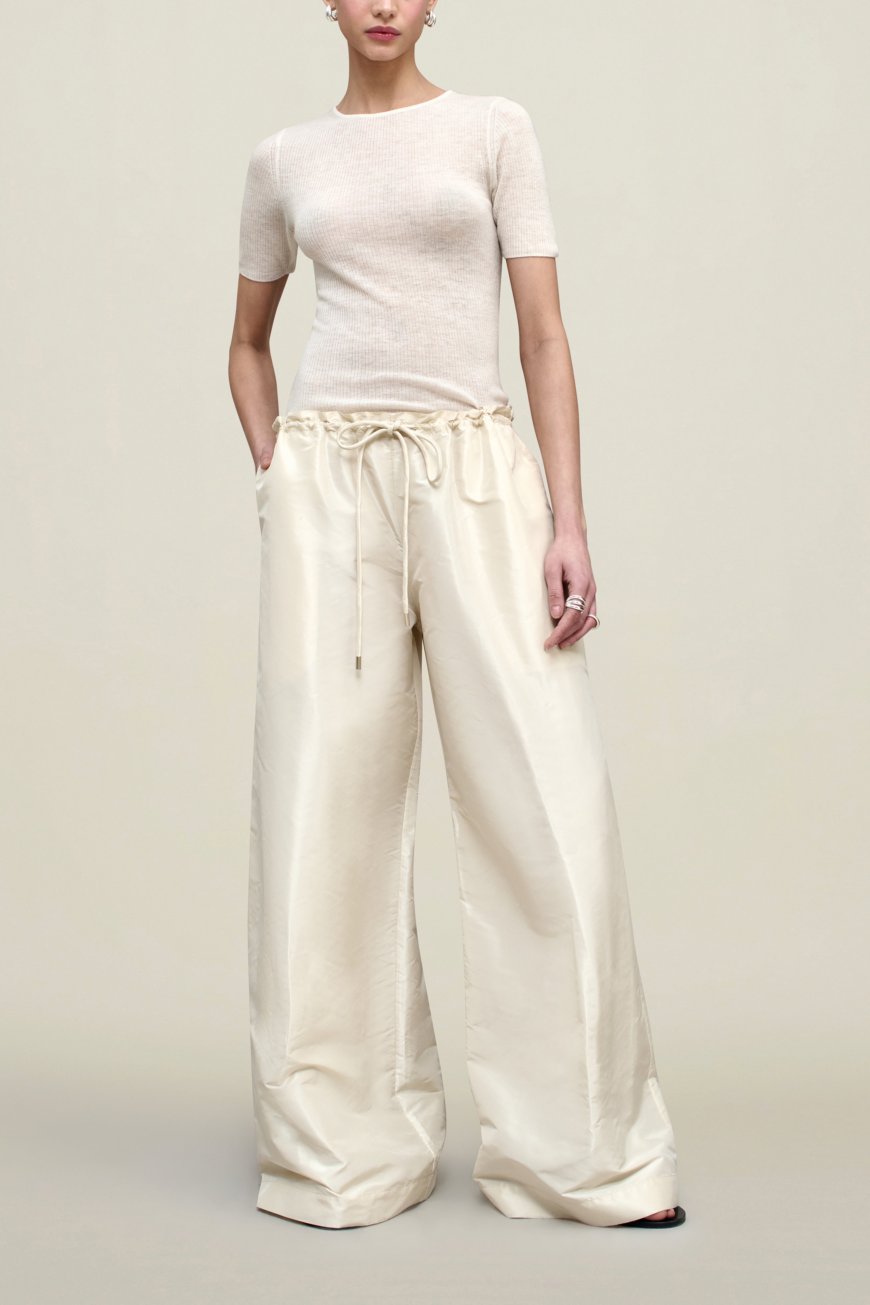 Wesley Drawstring Pant in Silk Taffeta