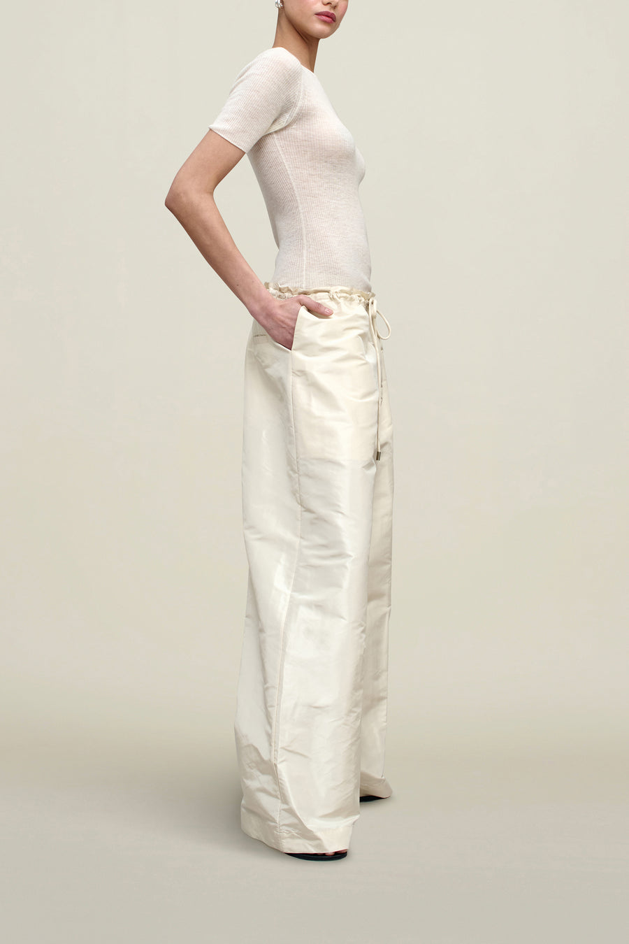 Wesley Drawstring Pant in Silk Taffeta