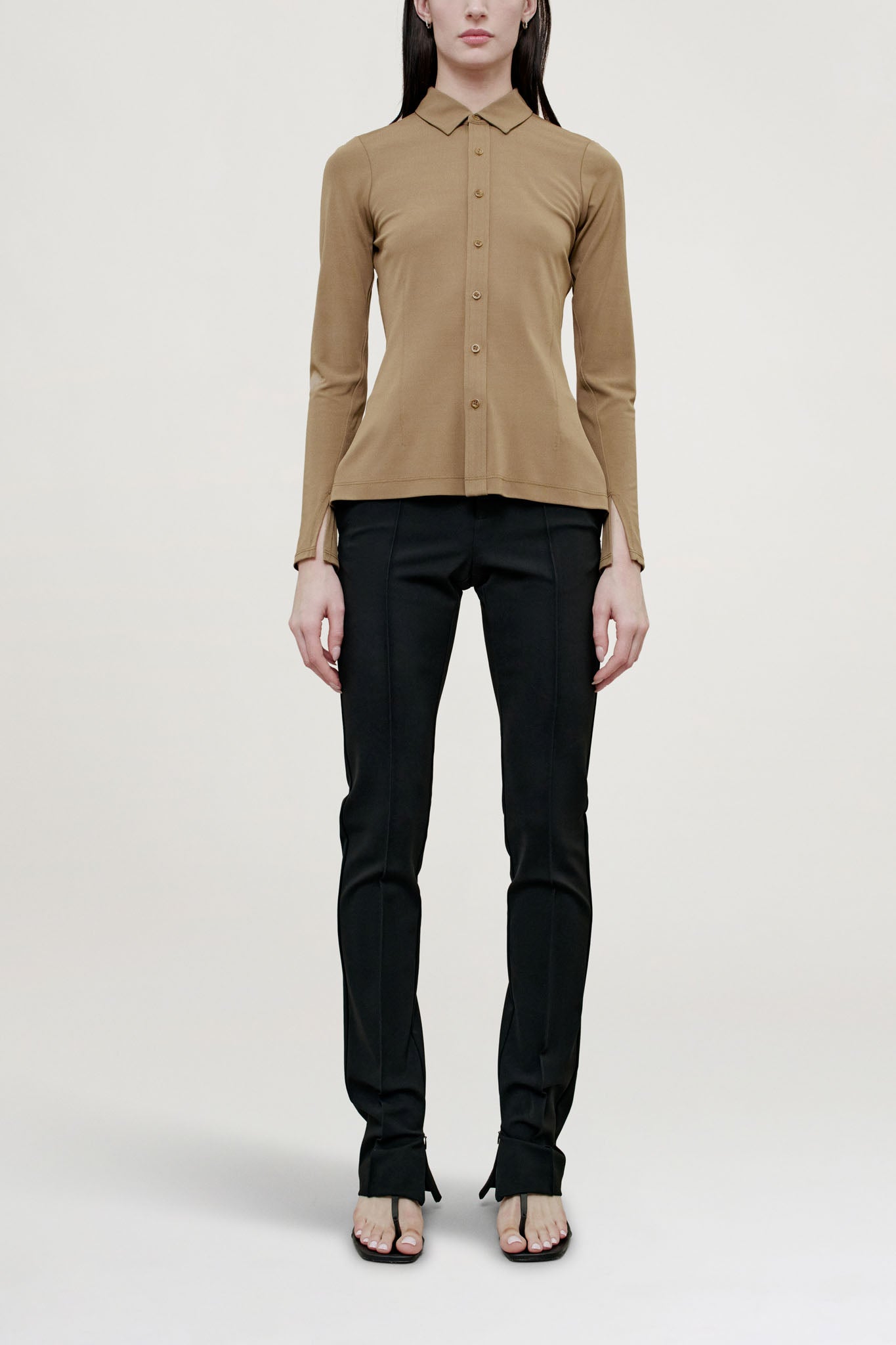 Frankie Button Down in Matte Jersey