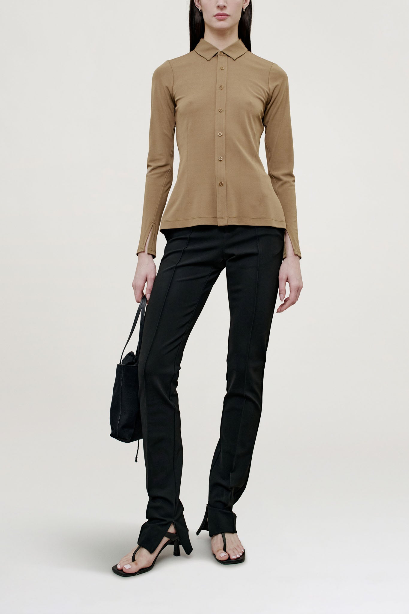Frankie Button Down in Matte Jersey