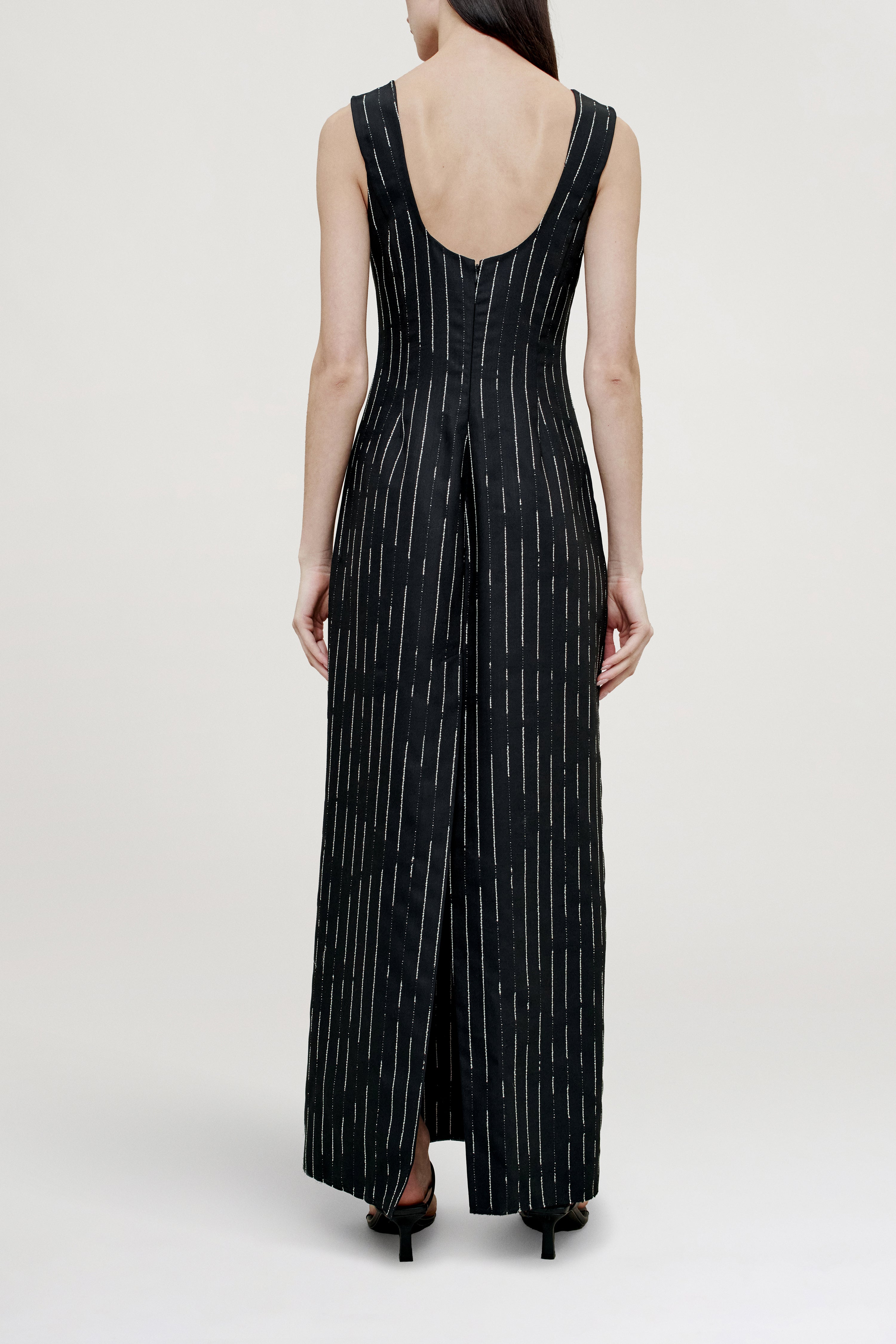 Isadora Sleeveless Gown in Summer Suiting