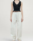 Joel Pleated Trouser in Starched Poplin