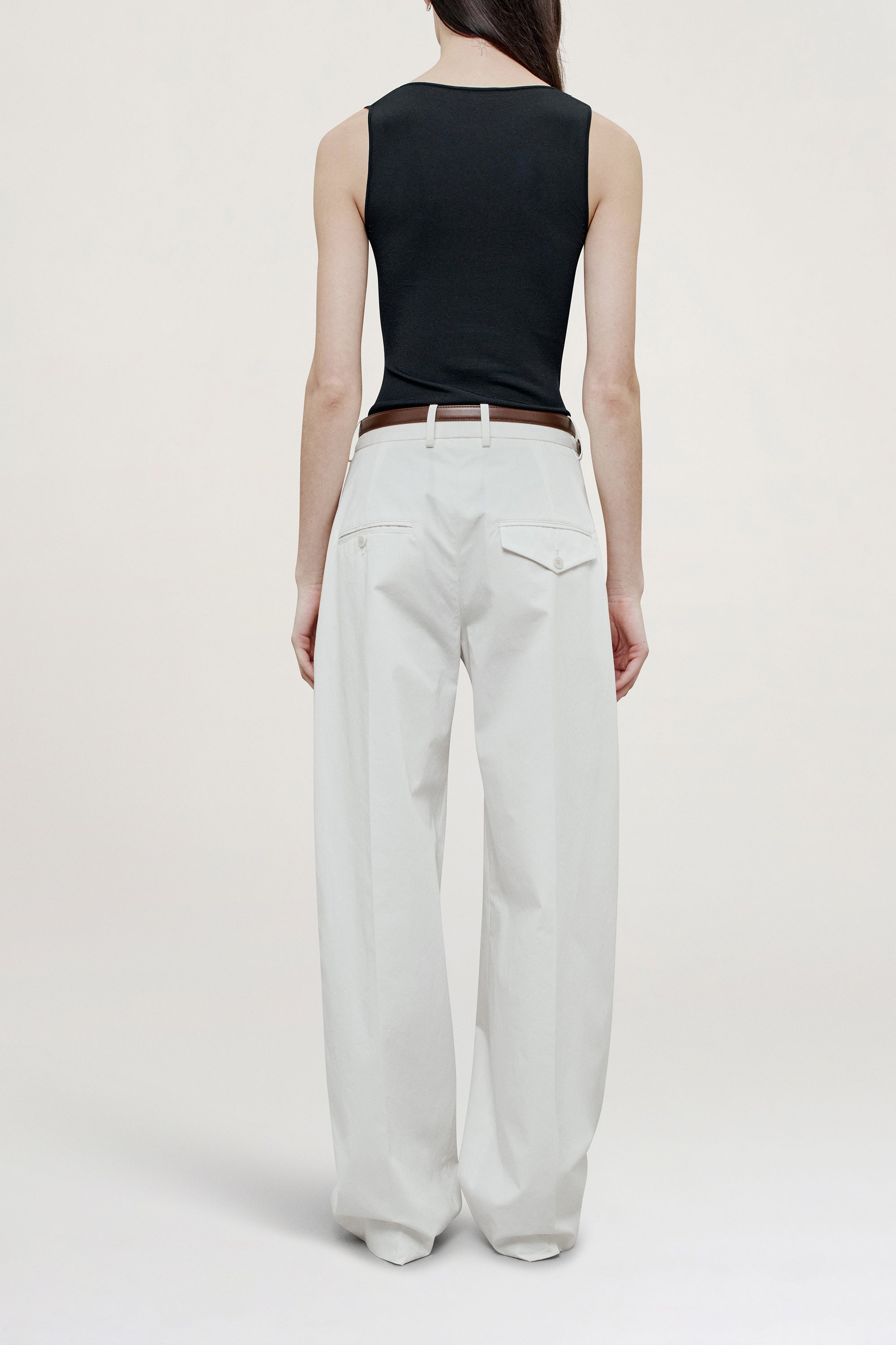 Joel Pleated Trouser in Starched Poplin
