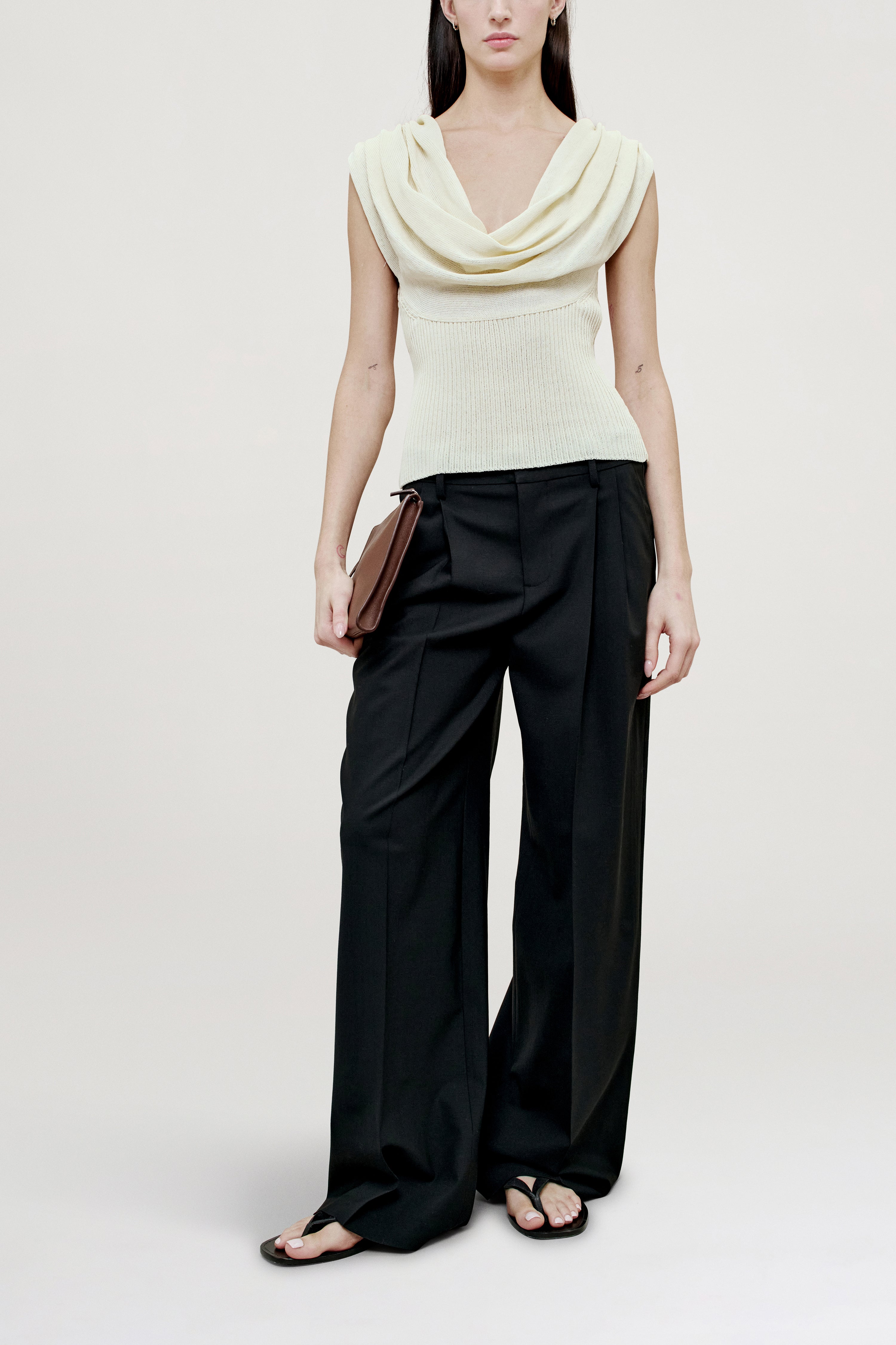 Meeka Cowl Neck Tank in Cotton Nylon