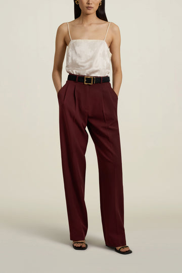 Le Smoking Trouser in Burgundy Heavy Suiting