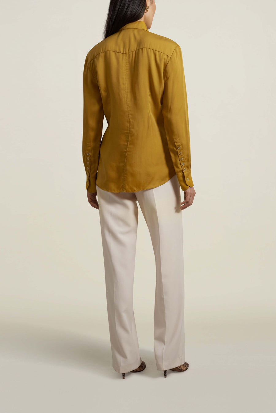 Léa Slim Blouse with Tie in Cupro Satin