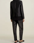 Kiernan Shrunken Blazer in Black Mikado Satin