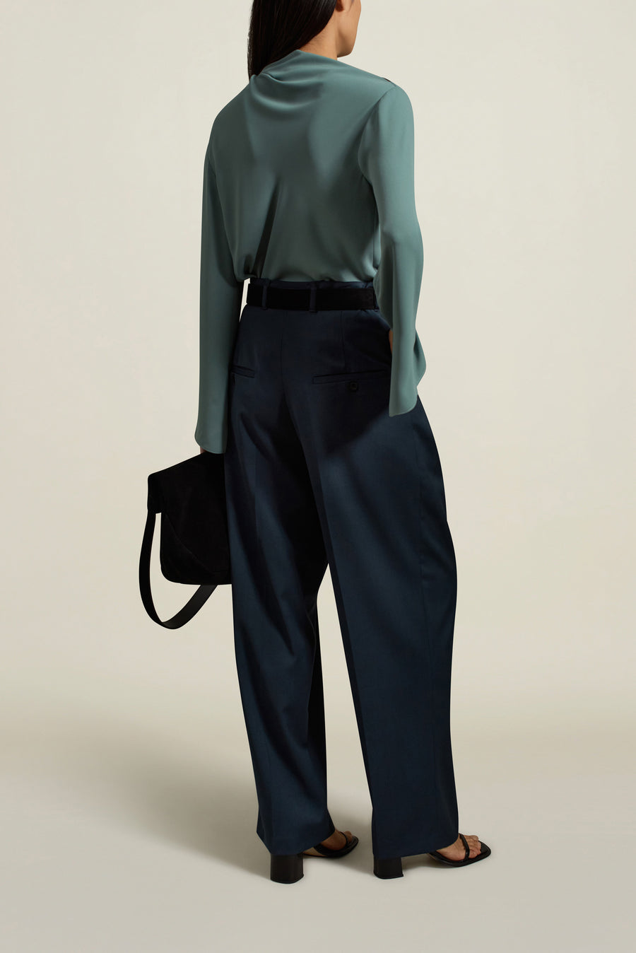 Houghton Pleated Trouser in Teal Tropical Wool