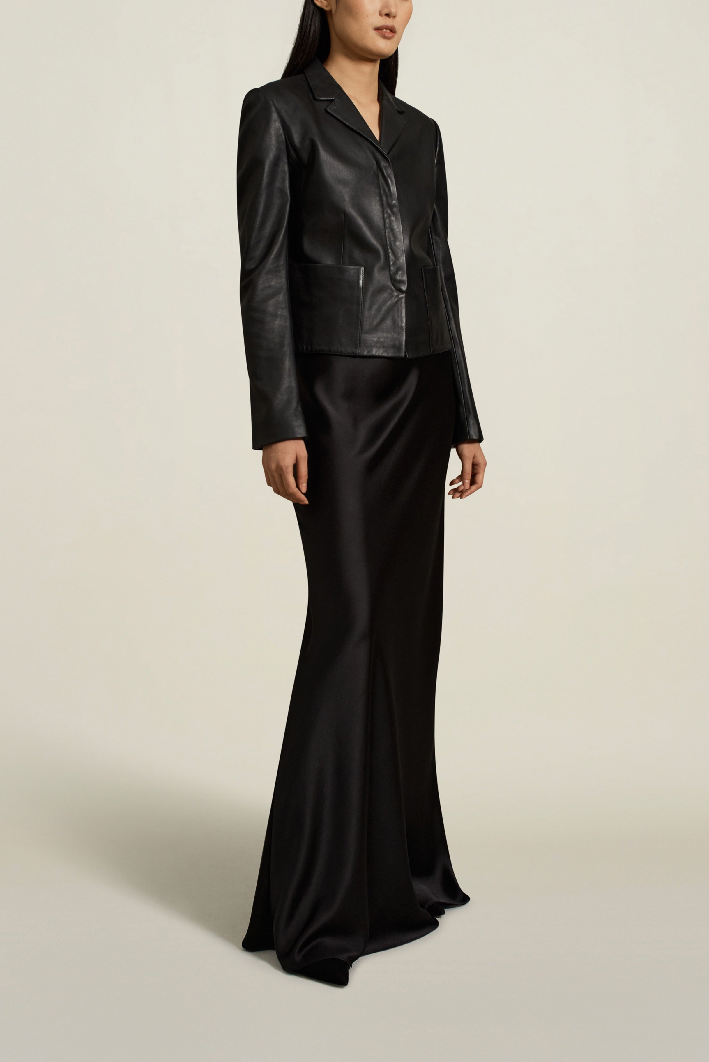 Sloane Shrunken Blazer in Black Leather