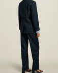 Houghton Pleated Trouser in Teal Tropical Wool