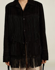 Georgia Fringe Jacket in Black Calfskin