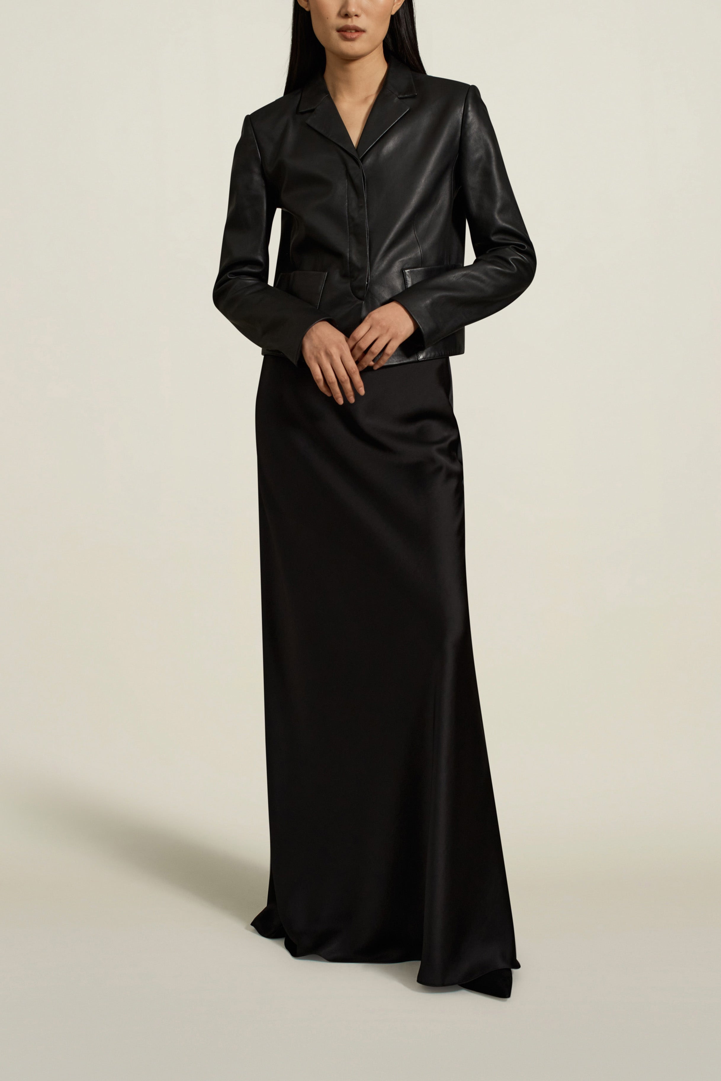 Sloane Shrunken Blazer in Black Leather