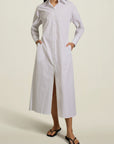 Dolman Shirtdress in White Stretch Poplin