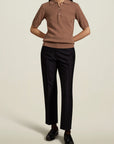 Mila Cashmere Polo in Camel Cashmere Wool Blend