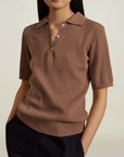 Mila Cashmere Polo in Camel Cashmere Wool Blend