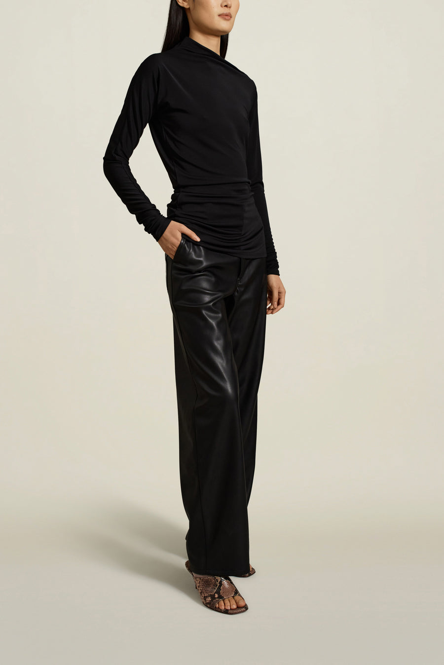 Luna Long Sleeve Top in Black Slinky Jersey