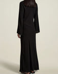 Grace Bias Dress in Black Featherweight Crepe