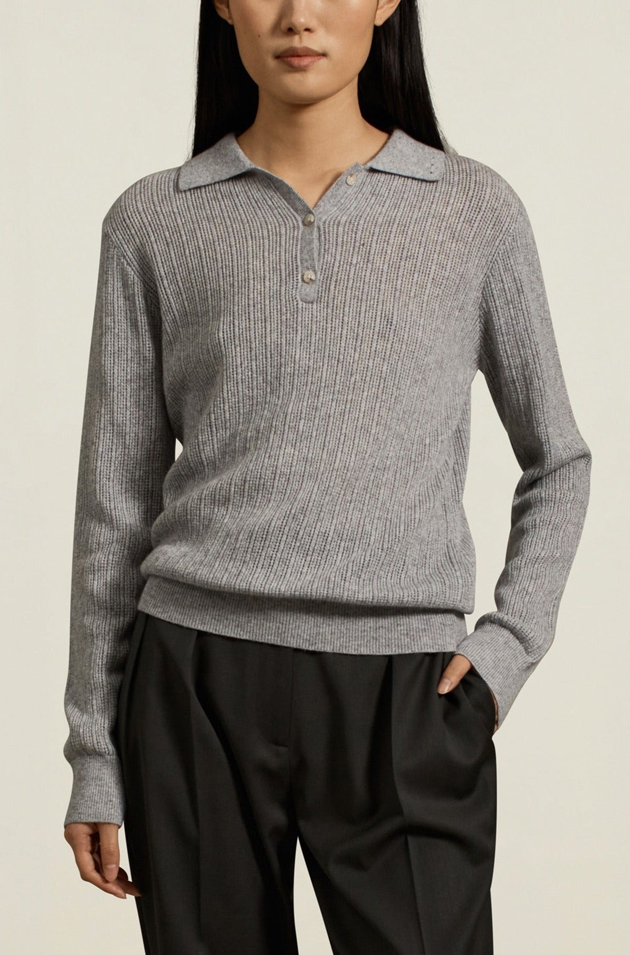 Aubrey Cashmere Polo in Cloud
