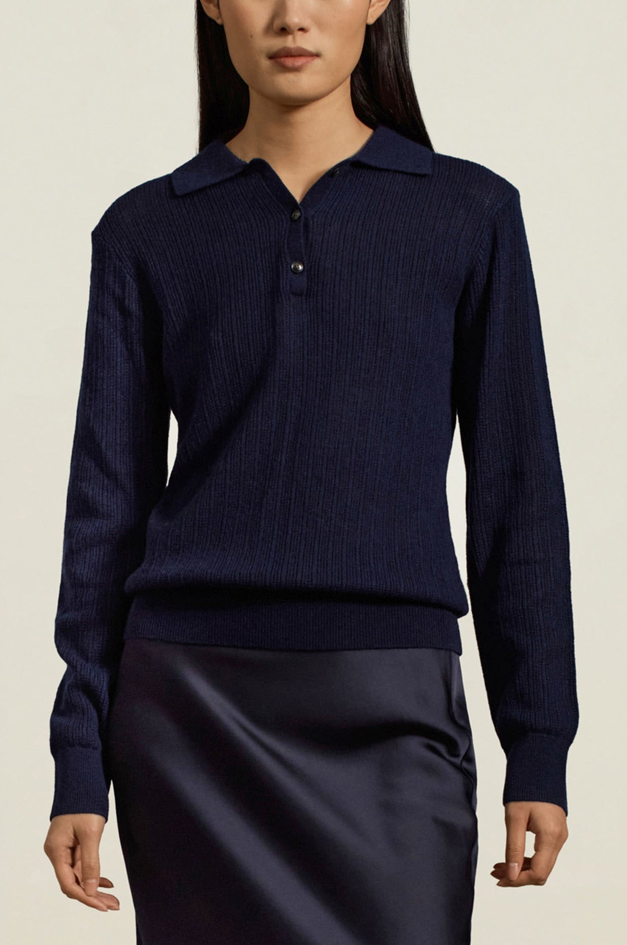Aubrey Cashmere Polo in Navy