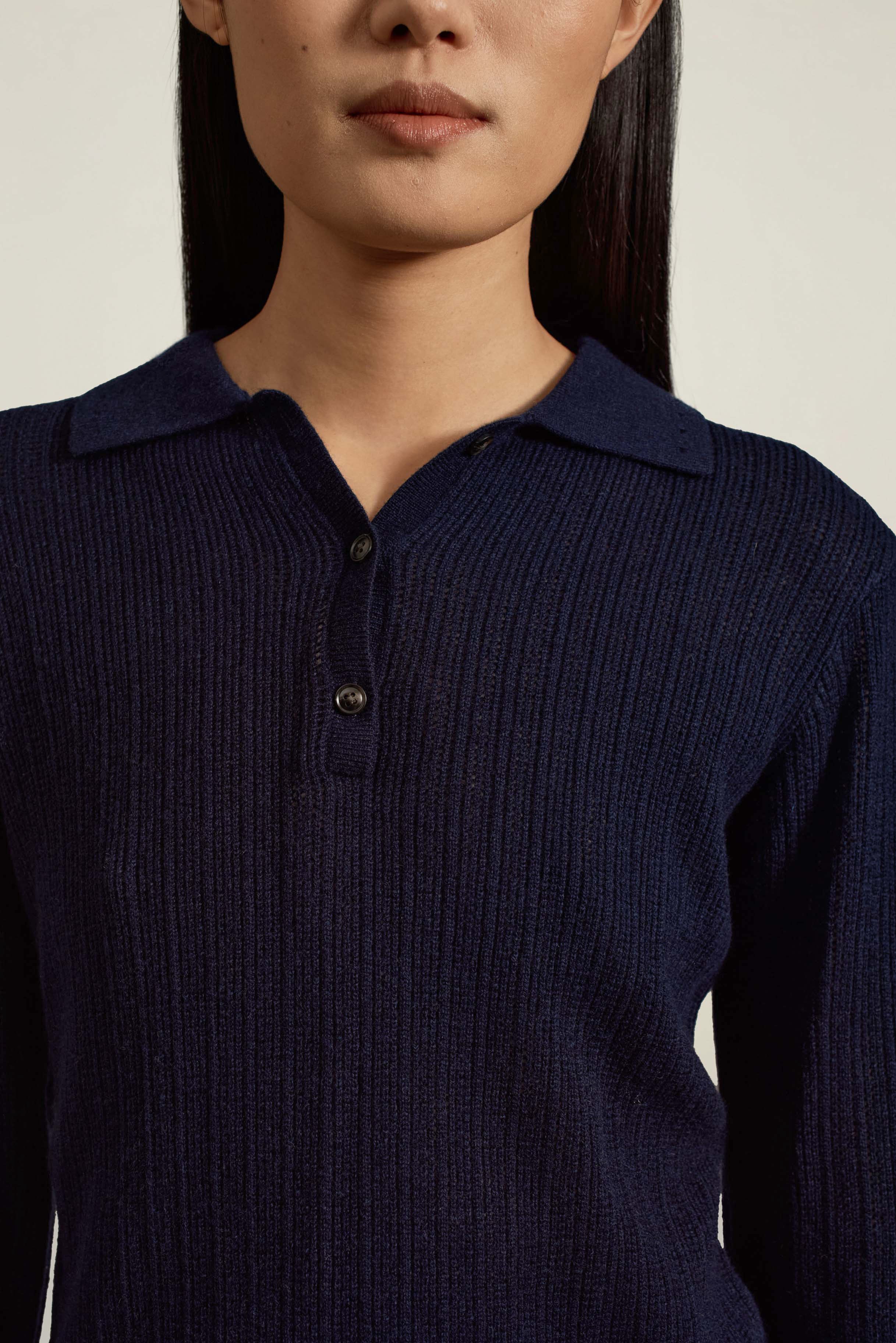Aubrey Cashmere Polo in Navy