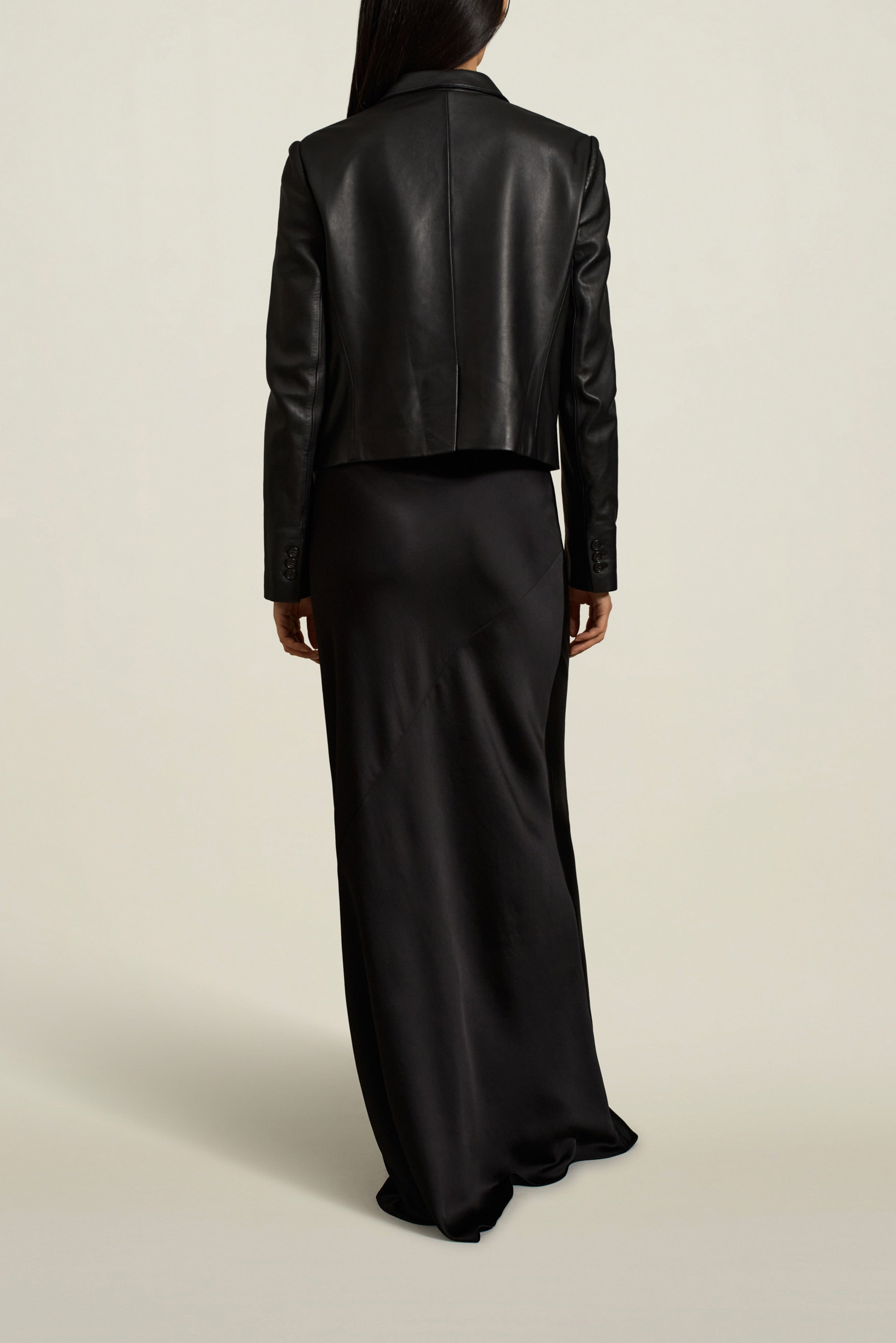 Sloane Shrunken Blazer in Black Leather