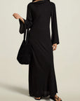 Grace Bias Dress in Black Featherweight Crepe