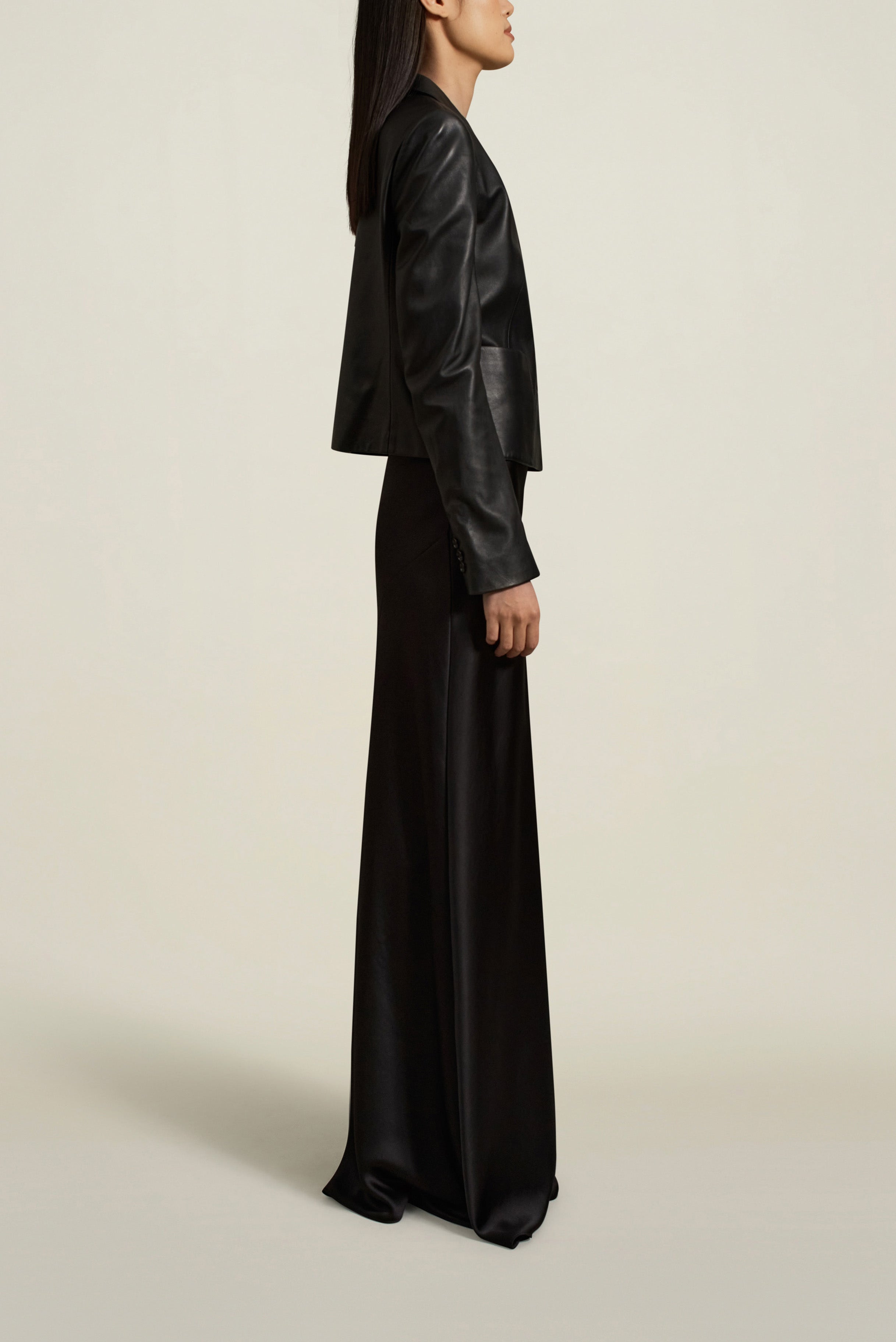 Sloane Shrunken Blazer in Black Leather