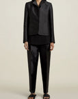 Kiernan Shrunken Blazer in Black Mikado Satin