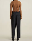 Houghton Pleated Trouser in Charcoal Pinstripe