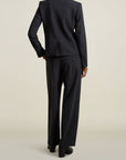 Houghton Pleated Trouser in Charcoal Pinstripe