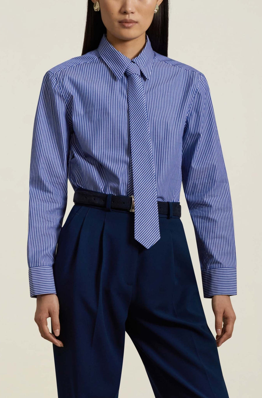 Beau Button Down in Cobalt and White Stripe