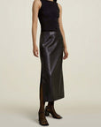 Forsyth Pencil Skirt in Black Faux Leather