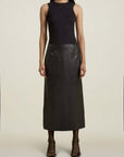 Forsyth Pencil Skirt in Black Faux Leather