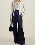 Madelynn Trouser in Navy Satin