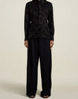 Deep Pocket Wide Leg Trouser in Black Sporty Suiting