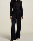 Deep Pocket Wide Leg Trouser in Black Sporty Suiting