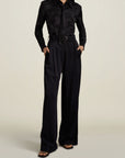 Deep Pocket Wide Leg Trouser in Black Sporty Suiting