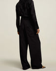 Deep Pocket Wide Leg Trouser in Black Sporty Suiting