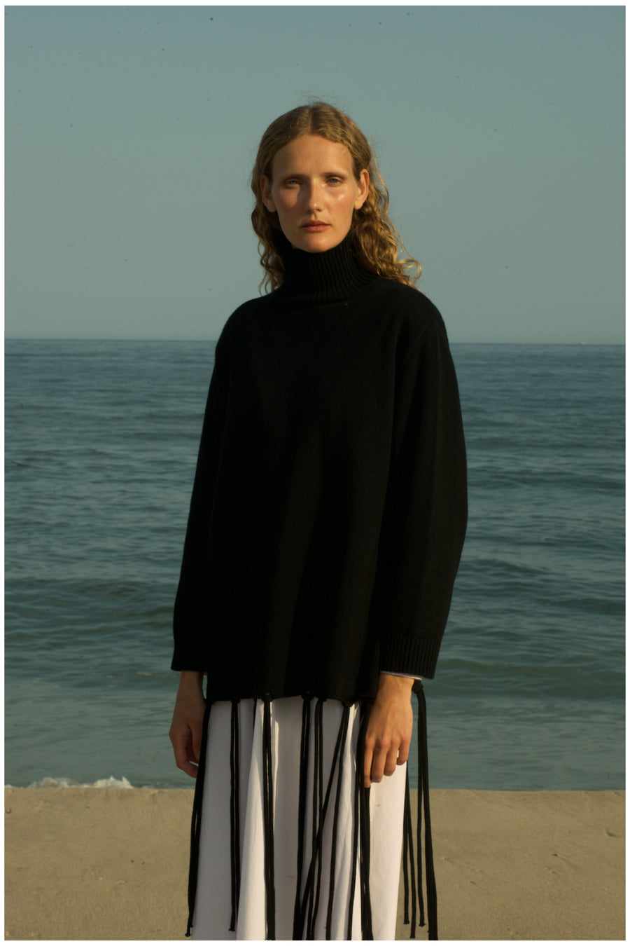 Ingrid Fringe Sweater in Black